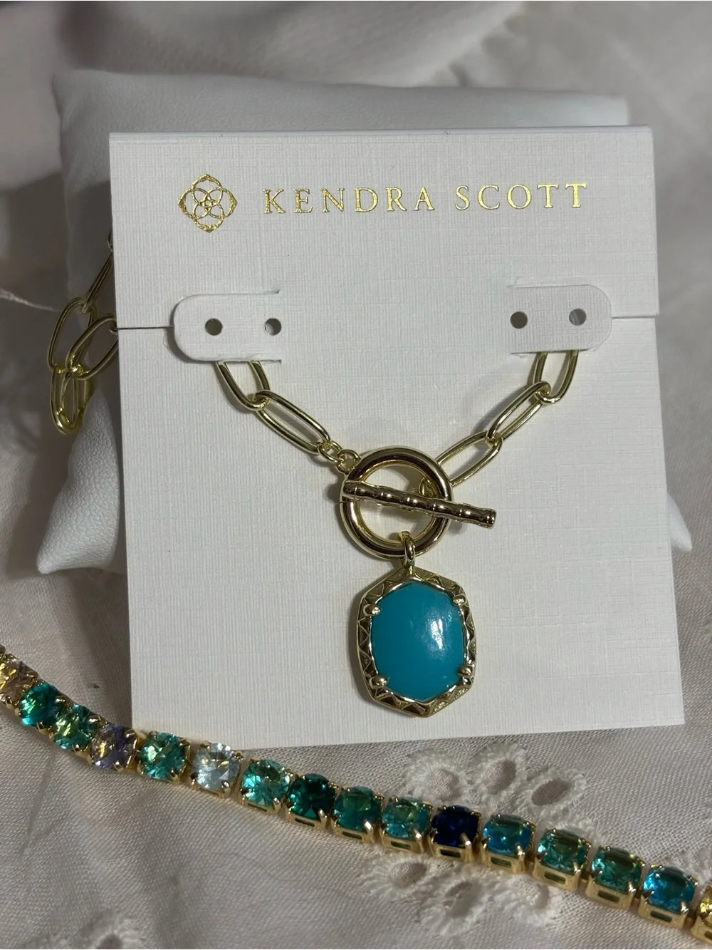 Kendra Scott Gold Chain Bracelet with Turquoise Pendant